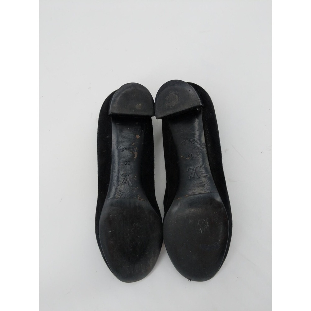 Louis Vuitton Womens Quiet Luxury Suede Block Heel Pump 35 US 5 Black Bow Loafer - Picture 12 of 15